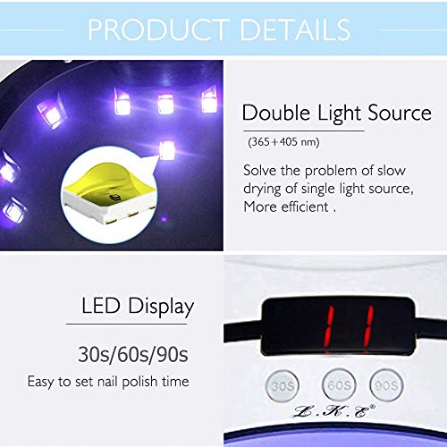 UV LED Nail Lamp, Nail UV Light Nail Dryer Portable Manicure Kit UV Gel Nail Light with Timer/Sensor/LCD Display/USB Design Nails Polish Dryer Pro Nail Lamp for UV Resin and UV LED Gel Polishes UV LED Nail Lamp, Nail UV Light Nail Dryer Portable Manicure Kit UV Gel Nail Light with Timer/Sensor/LCD Display/USB Design Nails Polish Dryer Pro Nail Lamp for UV Resin and UV LED Gel Polishes